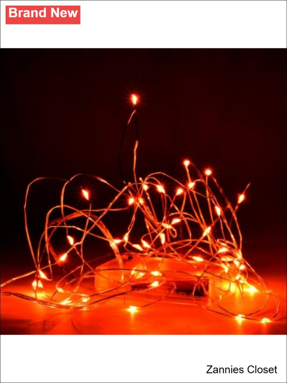 👻 Halloween Orange 50 LED Copper Wire String Lights Timer Battery Operated 16ft